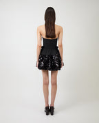 Women Strapless Sequin Ruffled Mini Dress