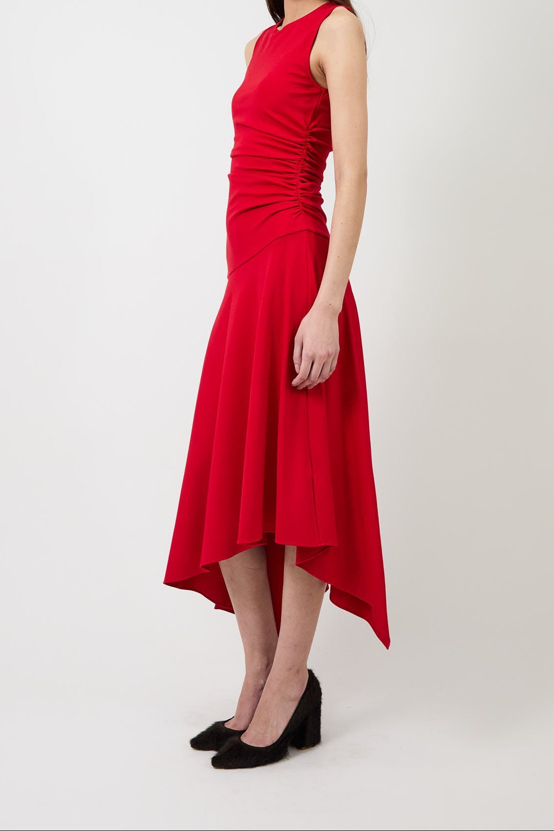 Women's Sleeveless Round Neck Asymmetrical Midi Dress