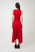 Women's Sleeveless Round Neck Asymmetrical Midi Dress