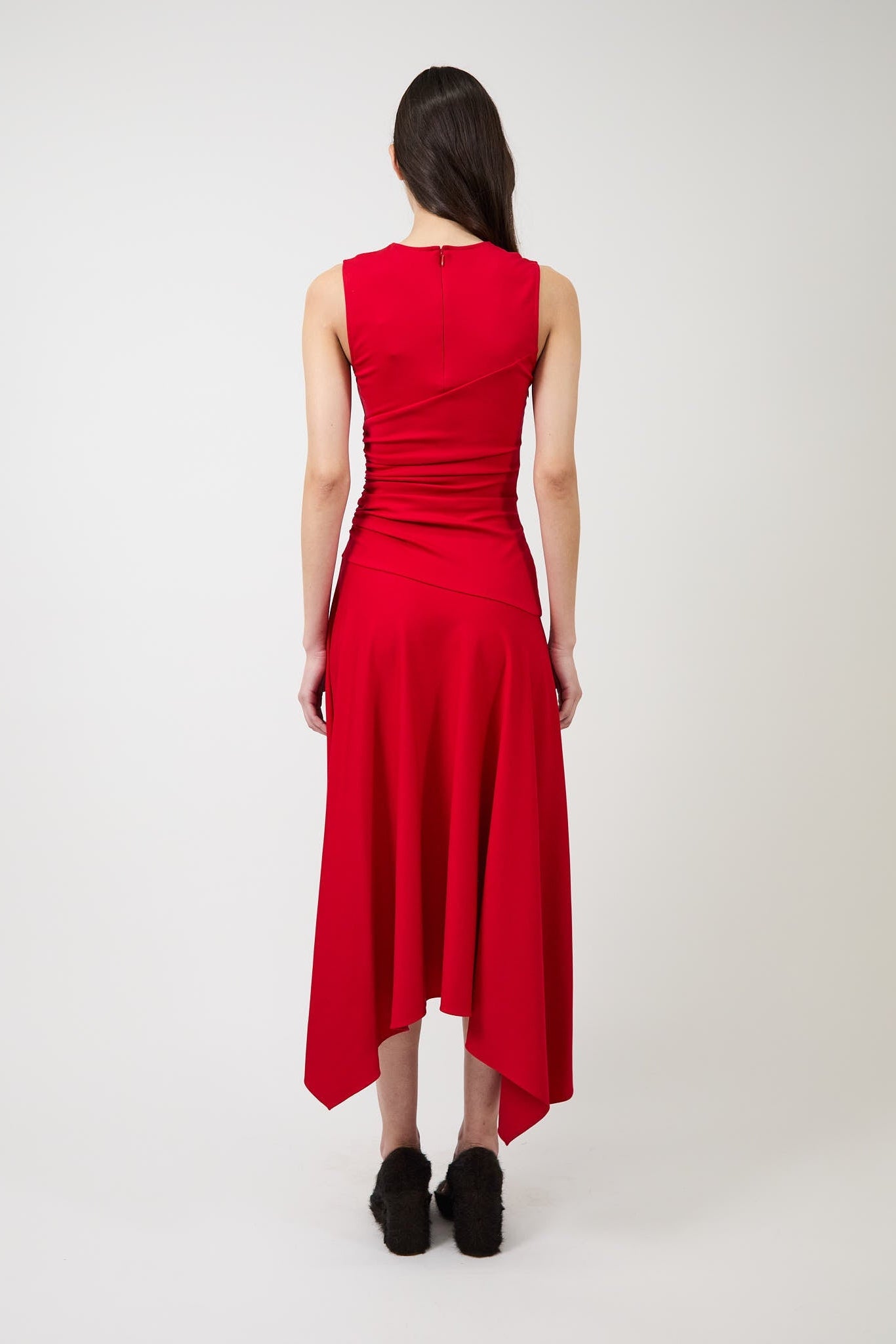 Women's Sleeveless Round Neck Asymmetrical Midi Dress