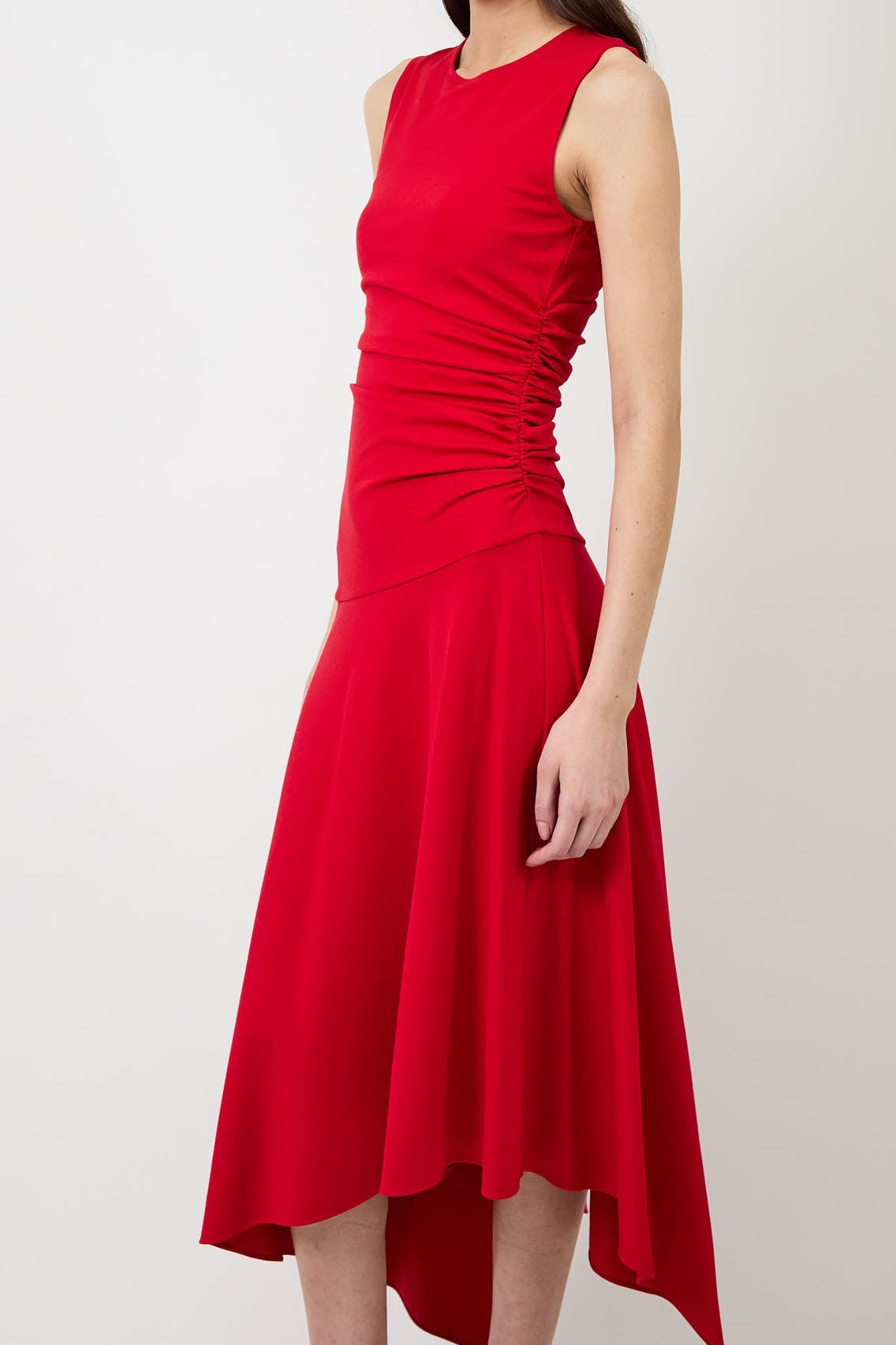 Women's Sleeveless Round Neck Asymmetrical Midi Dress