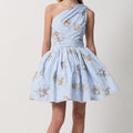 Women's One Shoulder Floral Print A Line Mini Dress