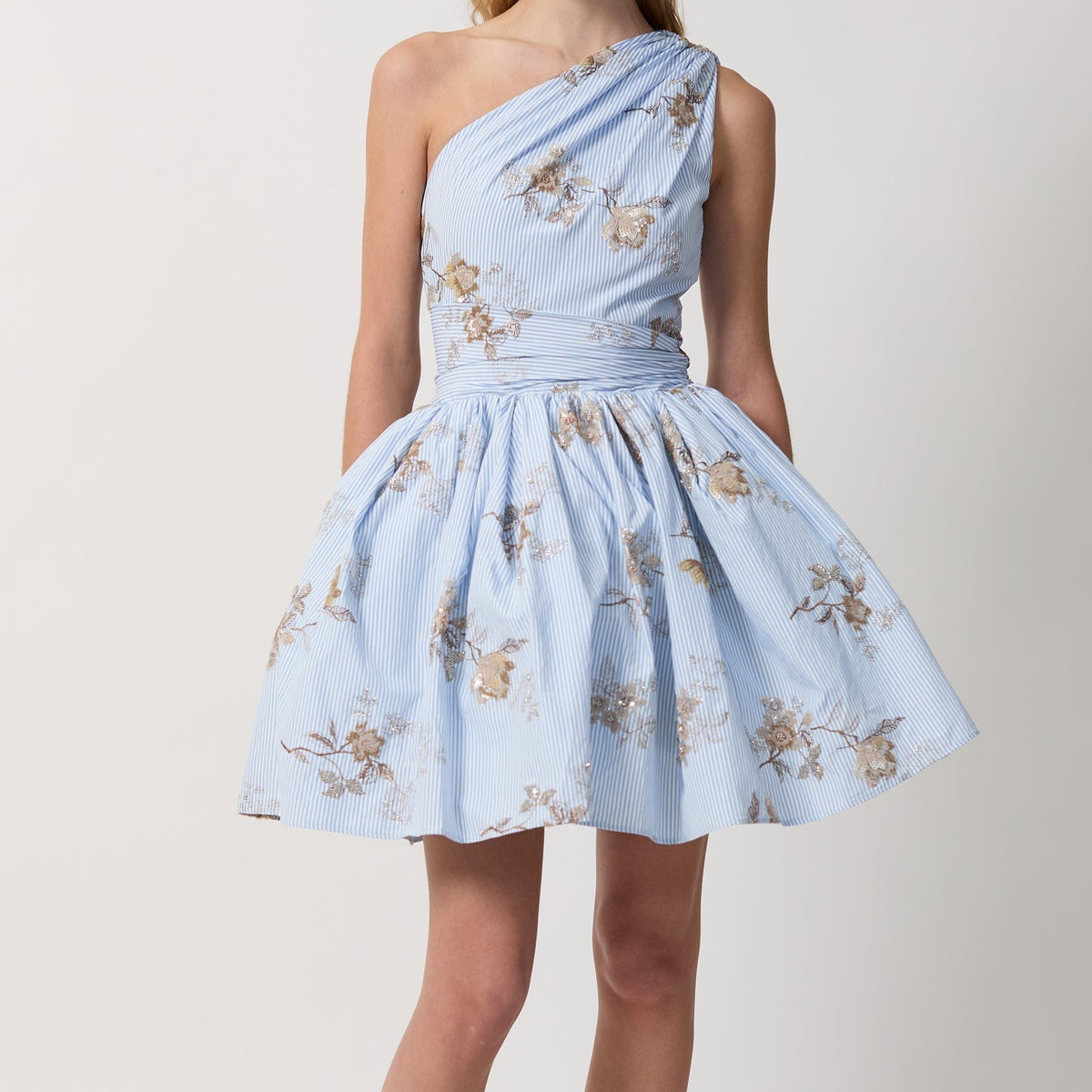 Women's One Shoulder Floral Print A Line Mini Dress