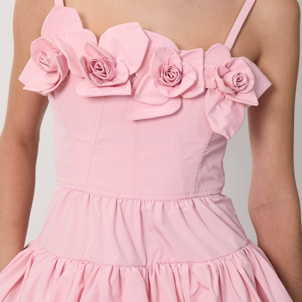 Women's Puff-Sleeve Mini Dress with Spaghetti Straps