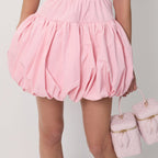 Women's Puff-Sleeve Mini Dress with Spaghetti Straps