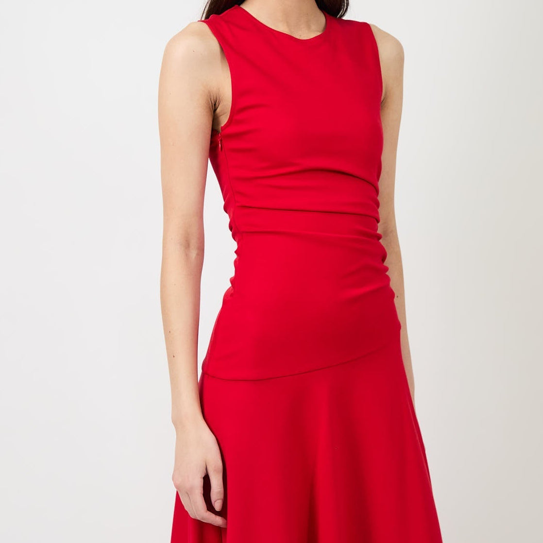 Women's Sleeveless Round Neck Asymmetrical Midi Dress