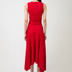Women's Sleeveless Round Neck Asymmetrical Midi Dress
