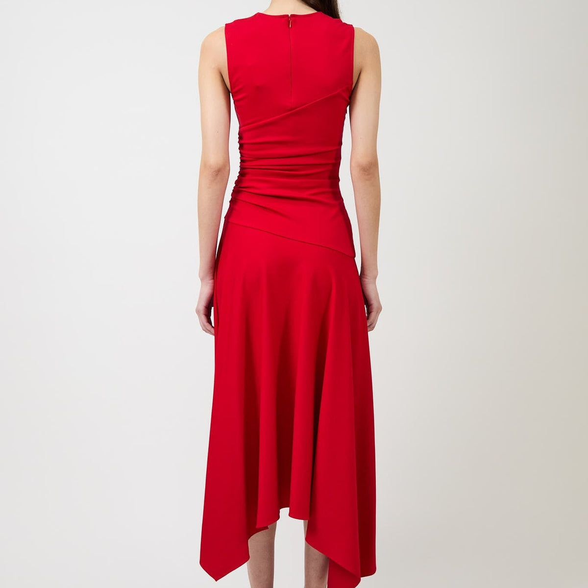Women's Sleeveless Round Neck Asymmetrical Midi Dress