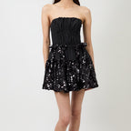 Women's Strapless Sequin Ruffle Mini Dress