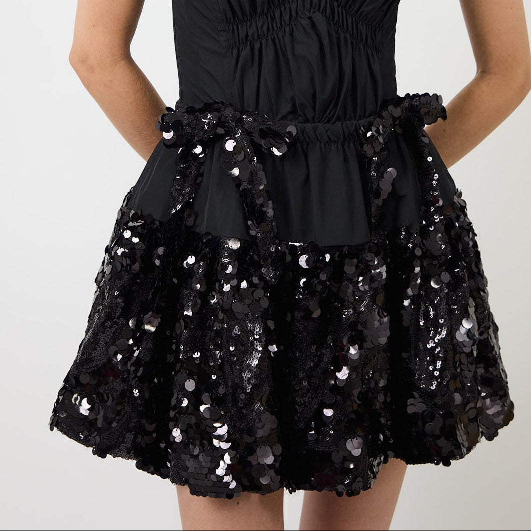 Women's Strapless Sequin Ruffle Mini Dress